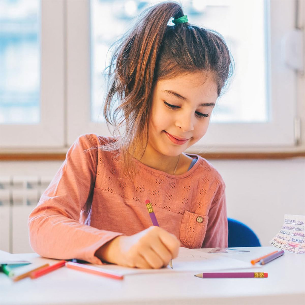 Beavorty 144 Matite Piccole Hb in Legno per Scrittura e Disegno, Set Scolastico Portatile per Studenti e Artisti, Matite Cancellabili per Scuola, Ufficio e Uso Domestico