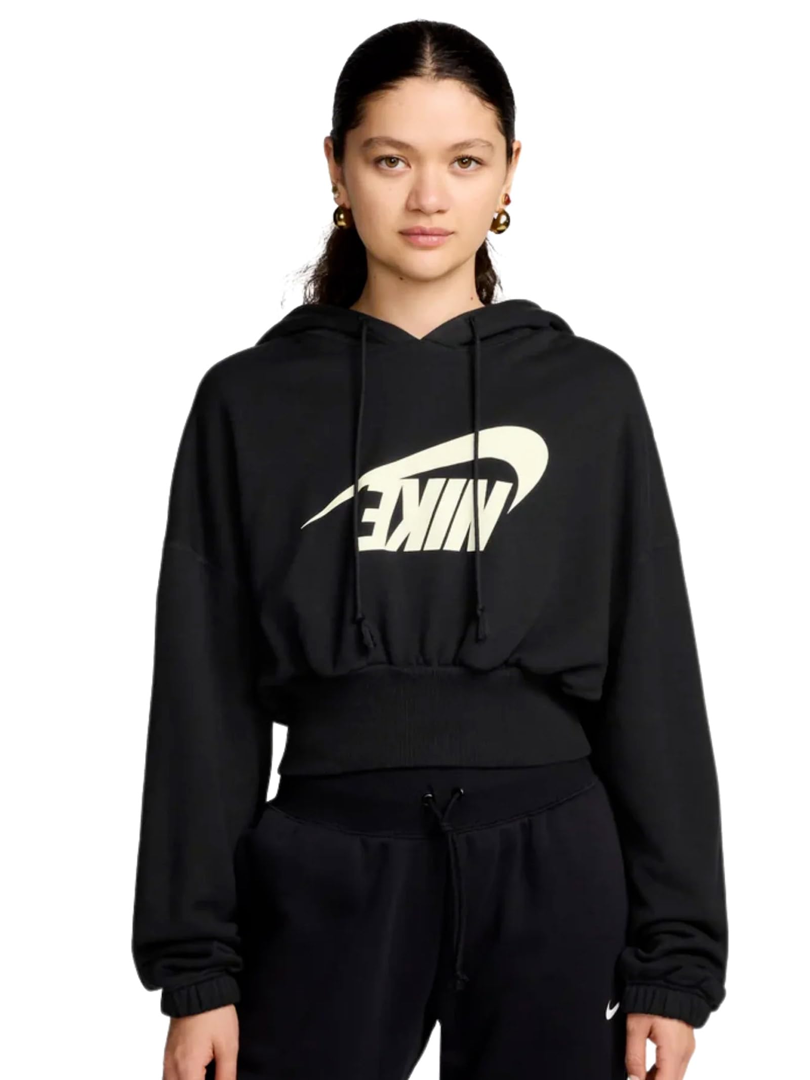 Nike W NSW OS FLC Crop Po HDY Dance Cappuccio Donna