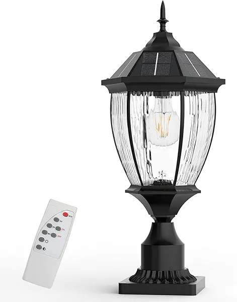Solar Lamp Post Lights Outdoor Waterproof with Pier Mount Base, 20" H Large Aluminum Outside Solar Lights for Yard, Dusk to Dawn Outdoor Column Lights for Garden, Pathway, Patio(1 Pack)