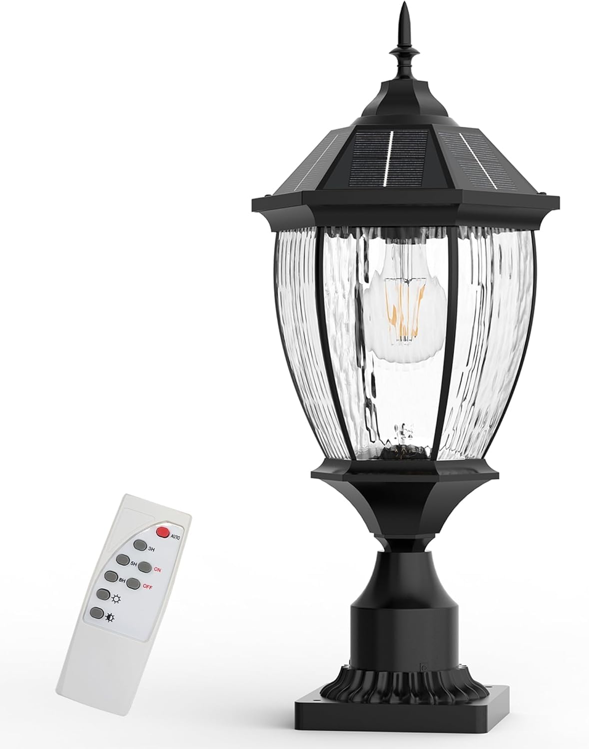 Solar Lamp Post Lights Outdoor Waterproof with Pier Mount Base 20 H Large Aluminum Outside Solar Lights for