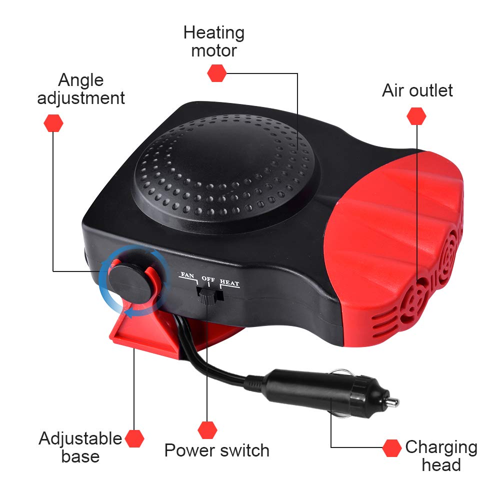 Portable Car Z-H-C 30 Seconds Fast Cooling Fan 12V 150W Auto Ceramic Cooling Fan 3-Outlet (Red)