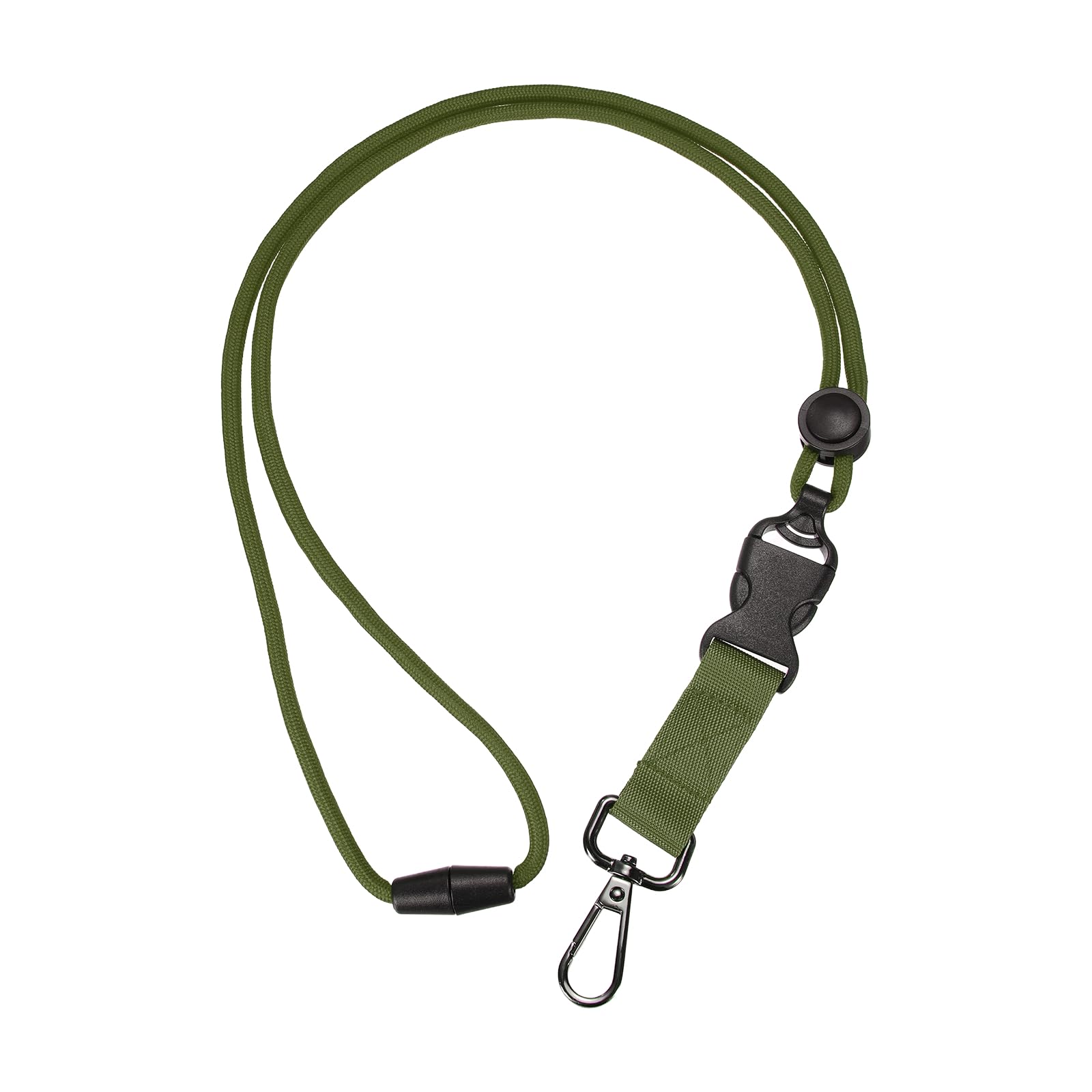 PATIKIL Breakaway Lanyard for ID Badges, Heavy Duty Neck Key Lanyard with Safety Adjustable Buckle and Metal Clip Detachable Round Cord Keychain for Card Key Badge, Army Green