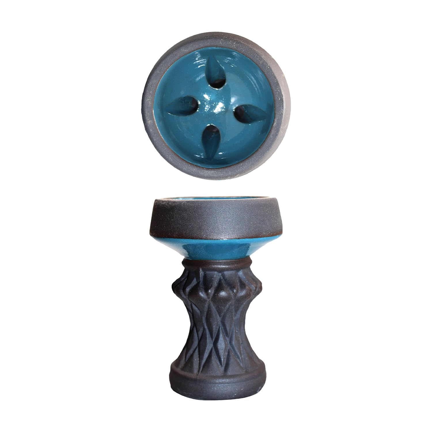 Classic Clay Hookah Bowl 4-Hole Egyptian Style Hand-Finished with Glazed Interior Even Heat Smooth Draw Foil Most HMD