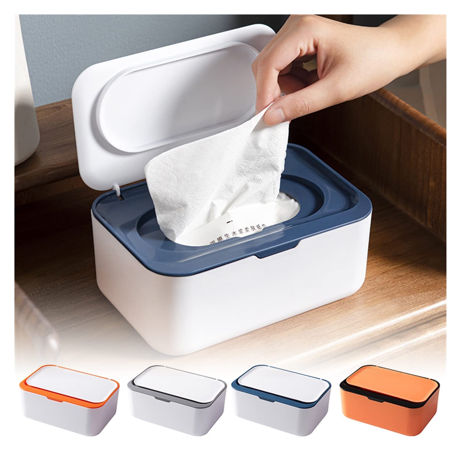 BAtlam Desktop-Tissue-Box-Halter, moderner, staubdichter, einfach zu verwendender Spender für Feuchttücher, passend für das Heimbüro (Farbe: Dunkelgrau) (OneColor Orange)