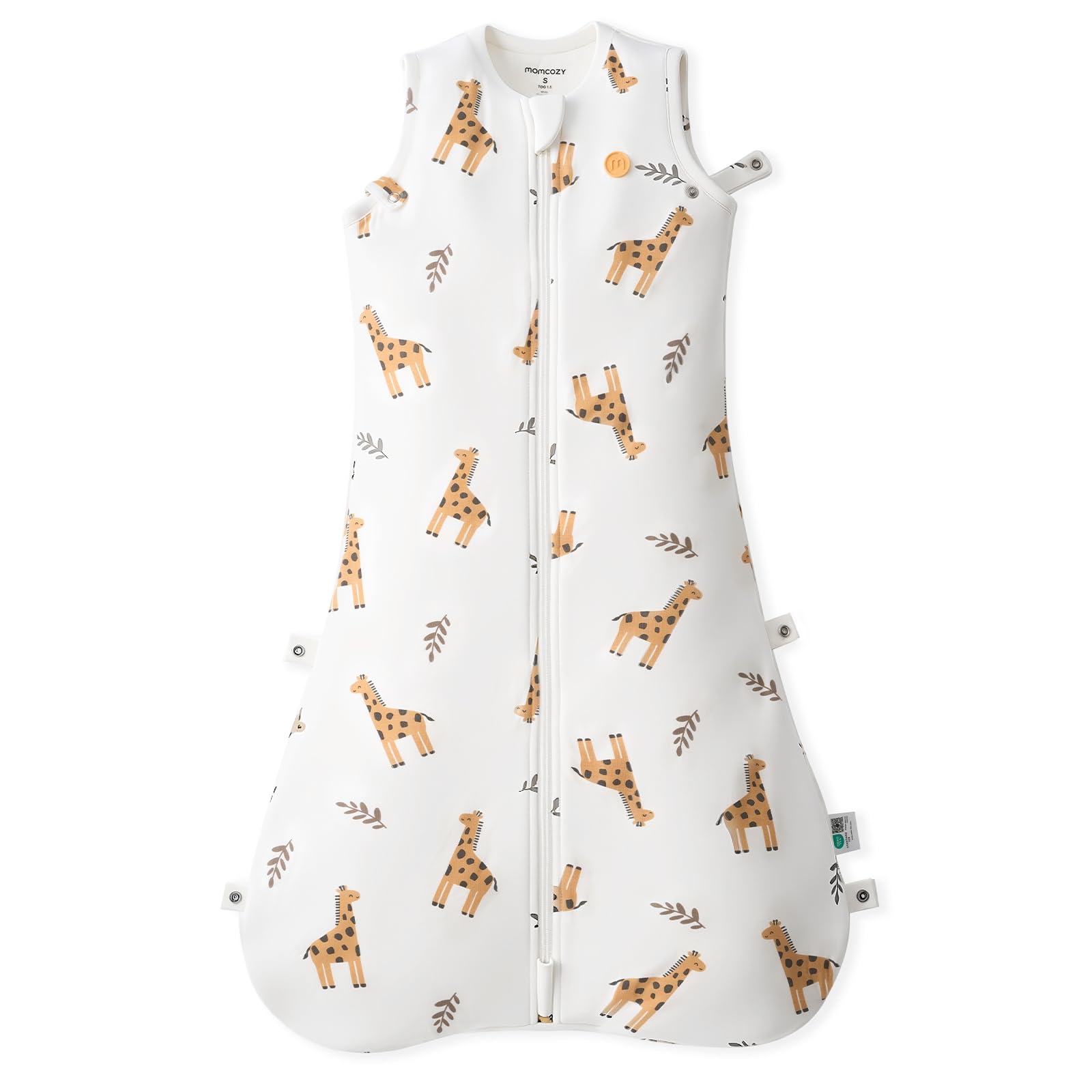 Momcozy Schlafsack Baby 1,5 TOG- Wolkenweicher Bambus mit 1,5 TOG, tragbare Decke mit stützender Plüschfüllung, Zwei-Wege-Reißverschluss für einfaches Windelwechseln, 0-6 Monate,Giraffe