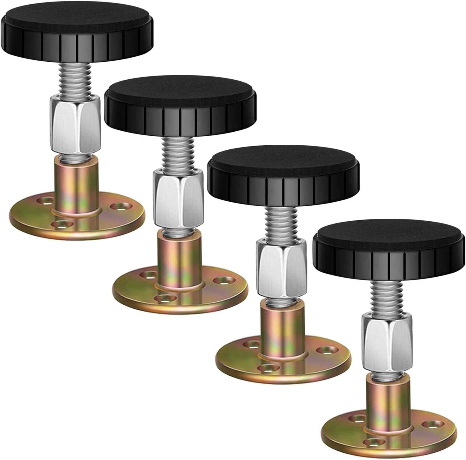 Bed Frame Anti-Shake Tool, Adjustable Threaded Anti Shake Fixer Headboard Stoppers, Bedside Antishake Telescopic Support Stabilizer for Room Wall, Beds(27-66mm 4 Pack) (White)