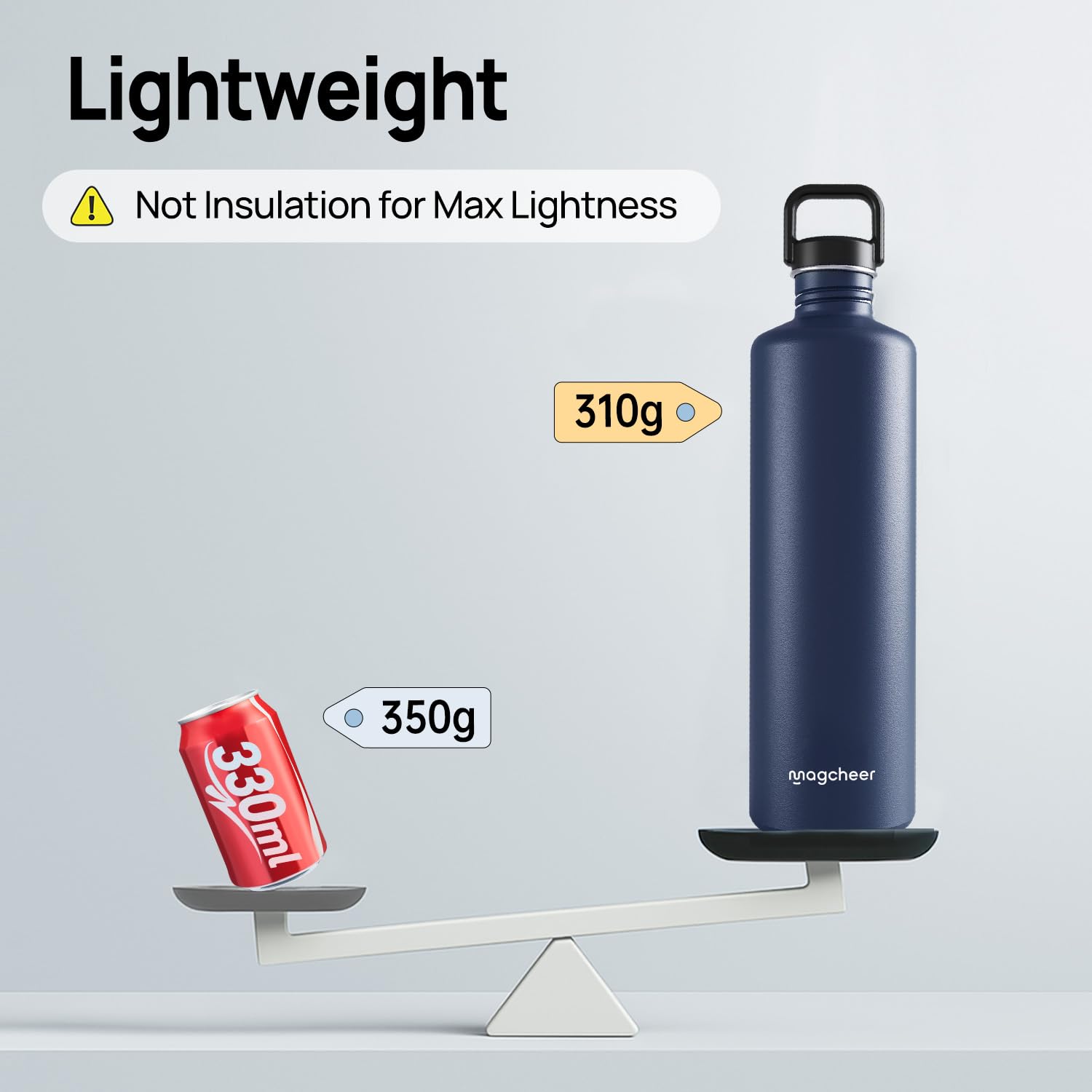 magcheer Non Isotherme Gourde Inox 2l avec Paille et 2 Couvercles | Grande Bouteille en Métal avec Sac | Étanche et sans BPA | Gourde Compatible Lave‑Vaisselle pour Randonnée et Camping(Bleu Foncé)