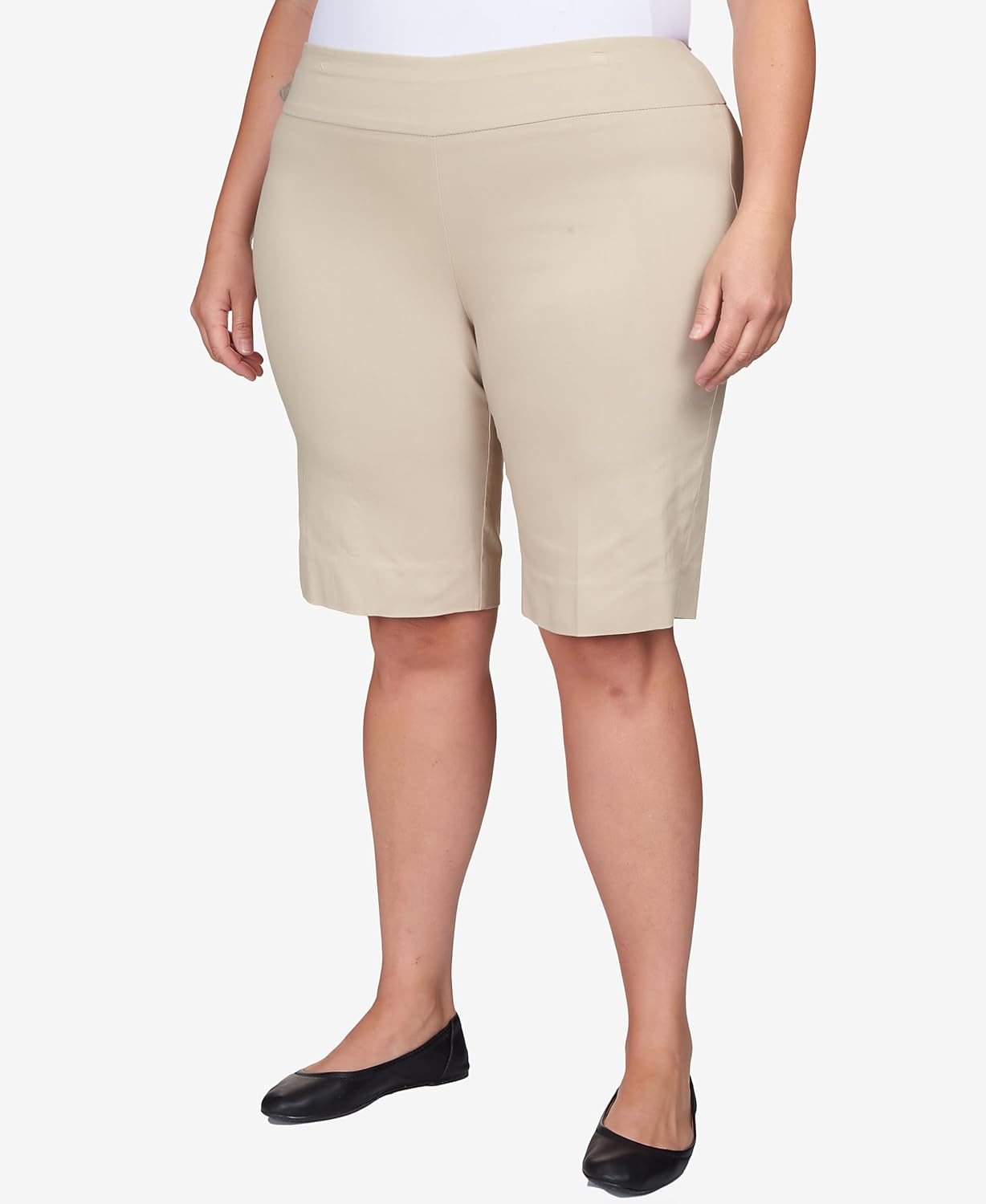 Ruby Rd. Womens Womens Plus-Size Mid-Rise Pull-on Straight Solar Millennium Tech Short with Side Splits - Image 8