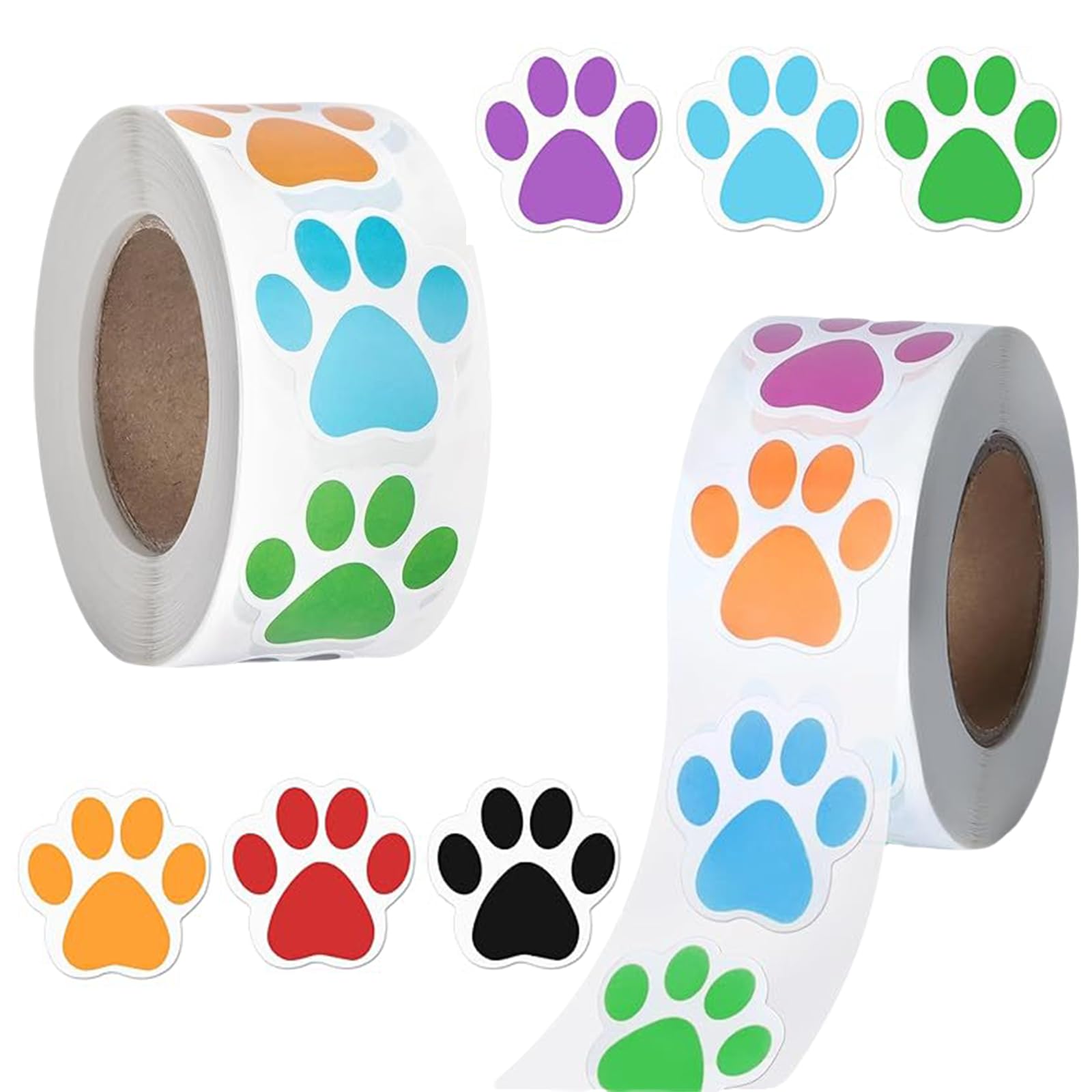 1000PCS Dog Paw Print Stickers Colorful Self Adhesive Puppy Paw Prints Labels for Gifts Mailing Vets Kennels Party Room Decoration Envelope Seals Perfect for Dog Lovers and Pet Owners