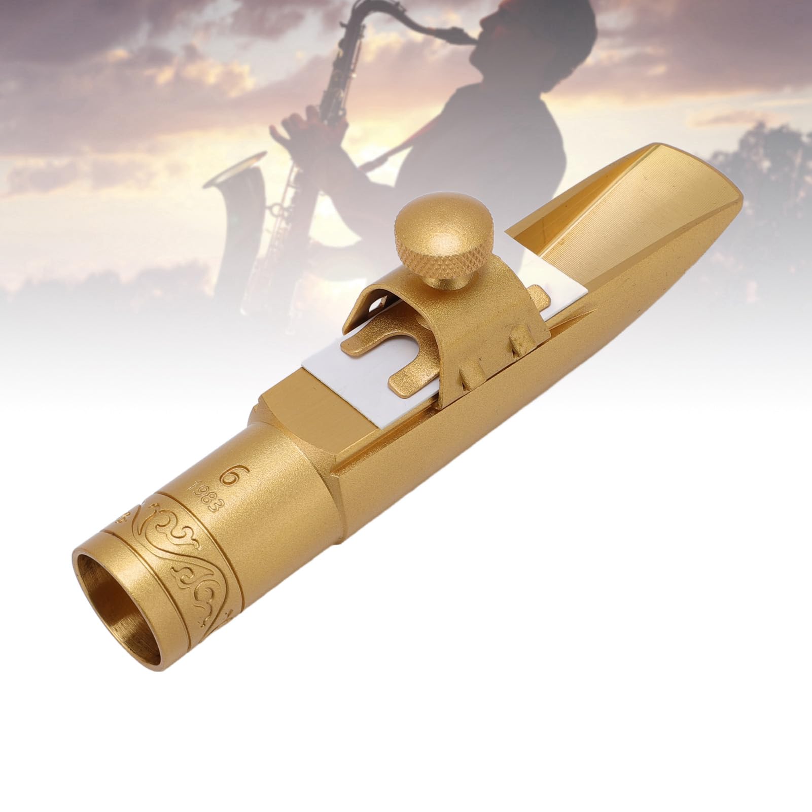 Boquilla de saxofón SustVita de metal y latón con parches y juntas incluidos para saxofonistas altos, produce un tono brillante y enfocado, reemplazo de boquilla de saxofón tamaño