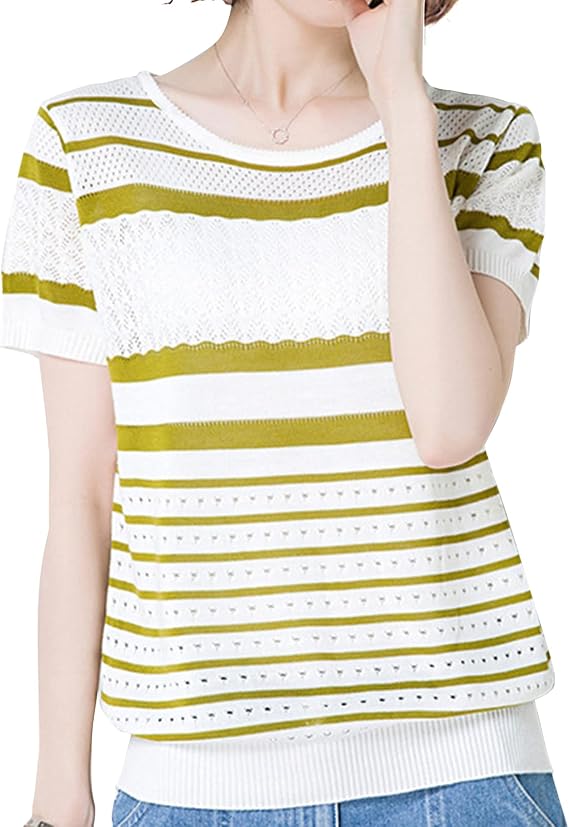 Amazon ジェイストア スカラ レース ボーダー Tシャツ 半袖 トップス レディース サマー ニット インナー カジュアル M L Tシャツ カットソー 通販