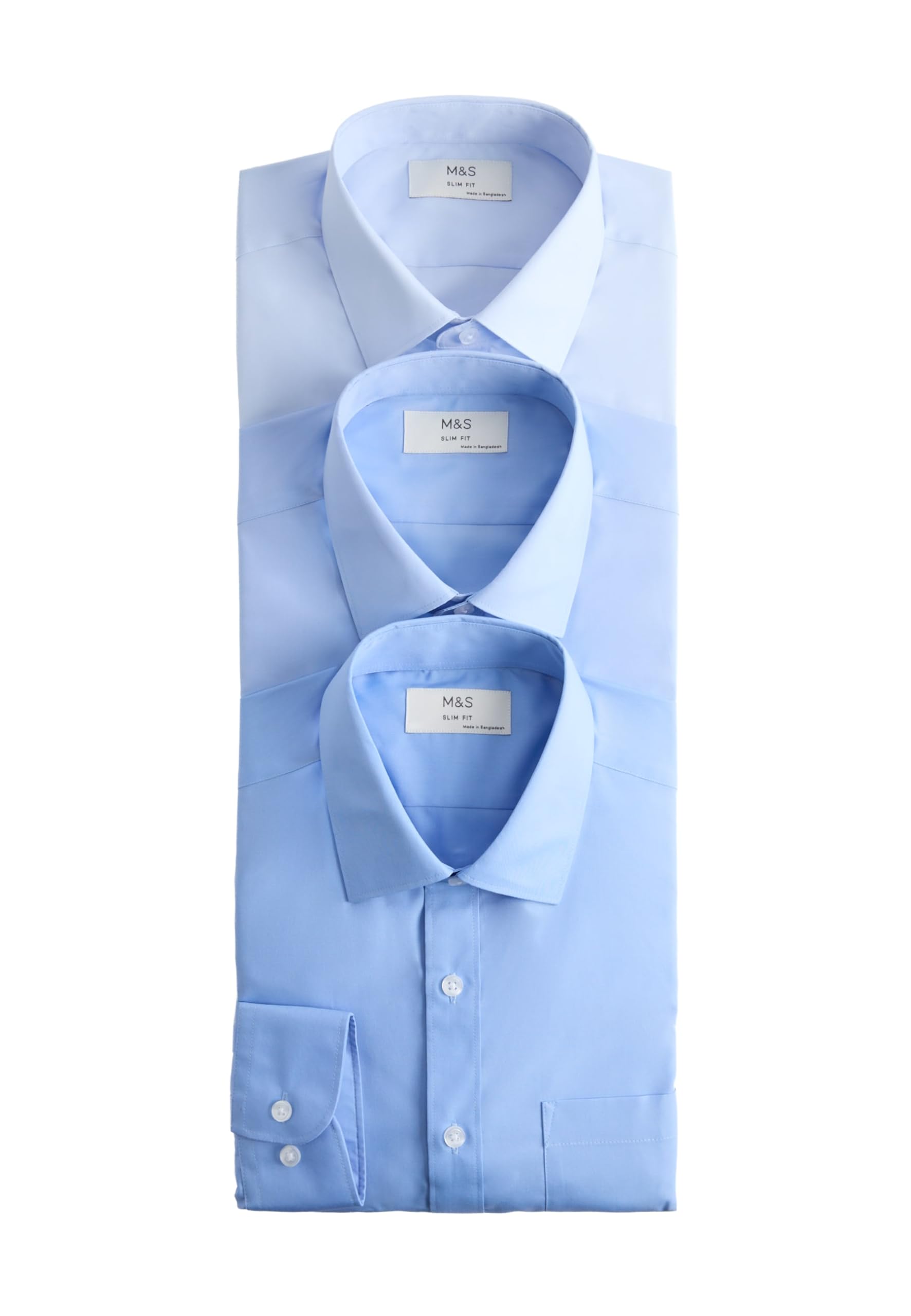 Marks & Spencer Chemises Faciles à Repasser Homme Lot de 3, Coupe Slim