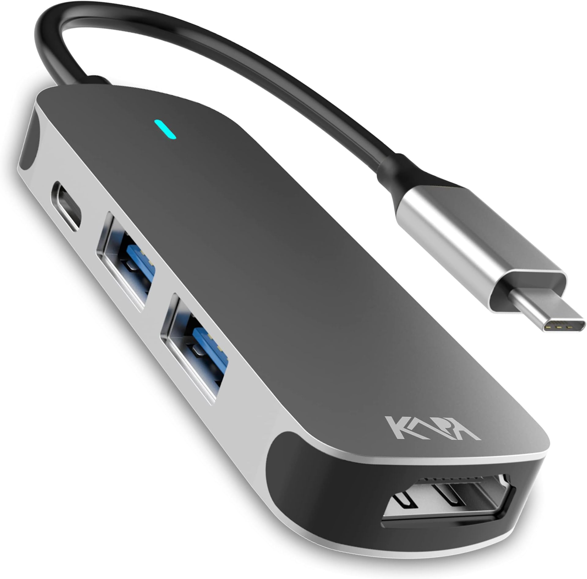 Kapa USB C Type HUB 4 in 1 Adapter, Aluminium Multi Port Dongle Type-C to USB Ports, 4K HDMI Port, PD Charging Port for MacBook Pro/Air, Lenovo, Dell, Samsung Dex Other Type C Phones & Devices