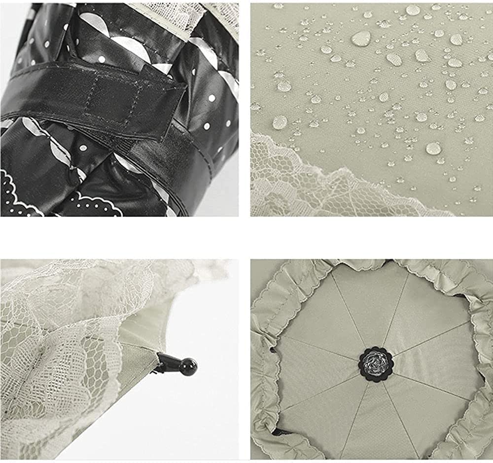 WANLIAN Parasol en Dentelle Pliable Parapluie de Voyage Résistant aux UV pour Femmes et Filles, Blanc