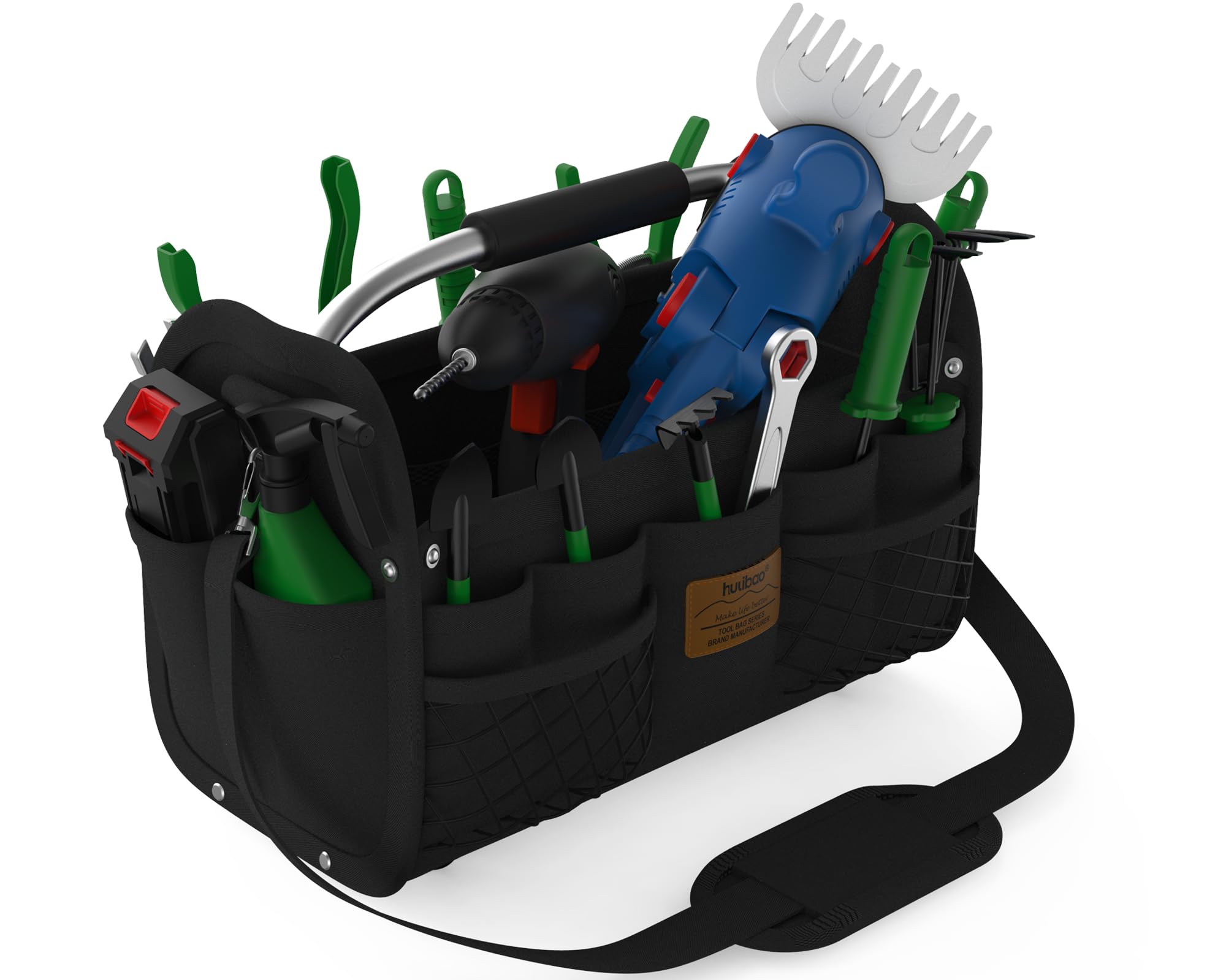 16 Inch Open Top Tool Bag Waterproof Heavy Duty Tool Tote Portable Storage Organizer for Electrician Garden Workshop