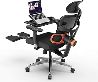 Newtral NT002 Bürostuhl Ergonomisch mit Fußstütze, Ergonomischer Schreibtischstuhl 150kg, Ergonomic Office Chair PC Stuhl mit Verstellbare Kopfstütze Armlehne (NT002 +Abnehmbare Tischplatte, Schwarz)