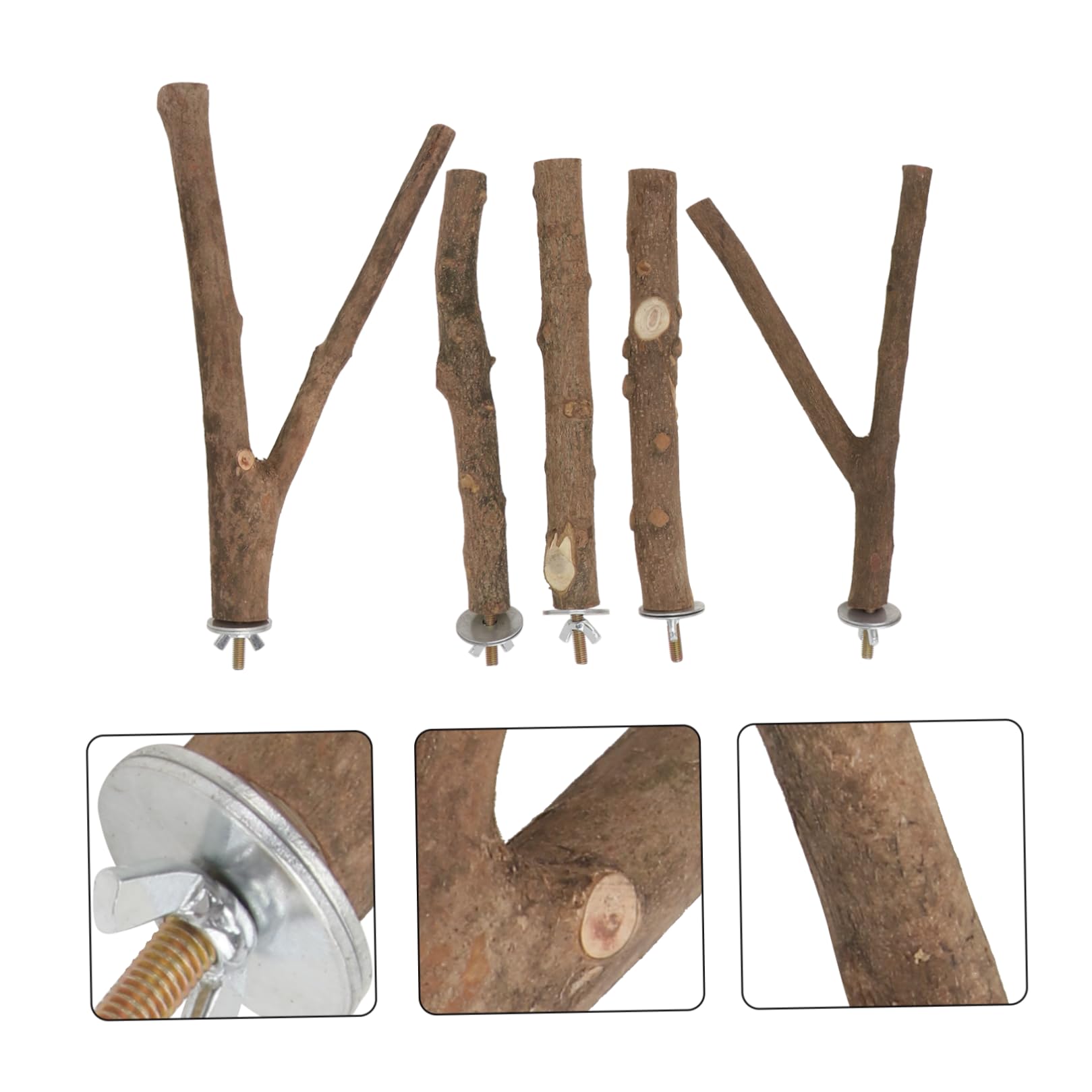 DOITOOL 5ensembles Perchoir à Oiseaux De Sèchage Naturel De Barres De Jeu pour Oiseaux avec Support Accessoires De Cage pour Perruches Et Perroquets Couleurs Aléatoires