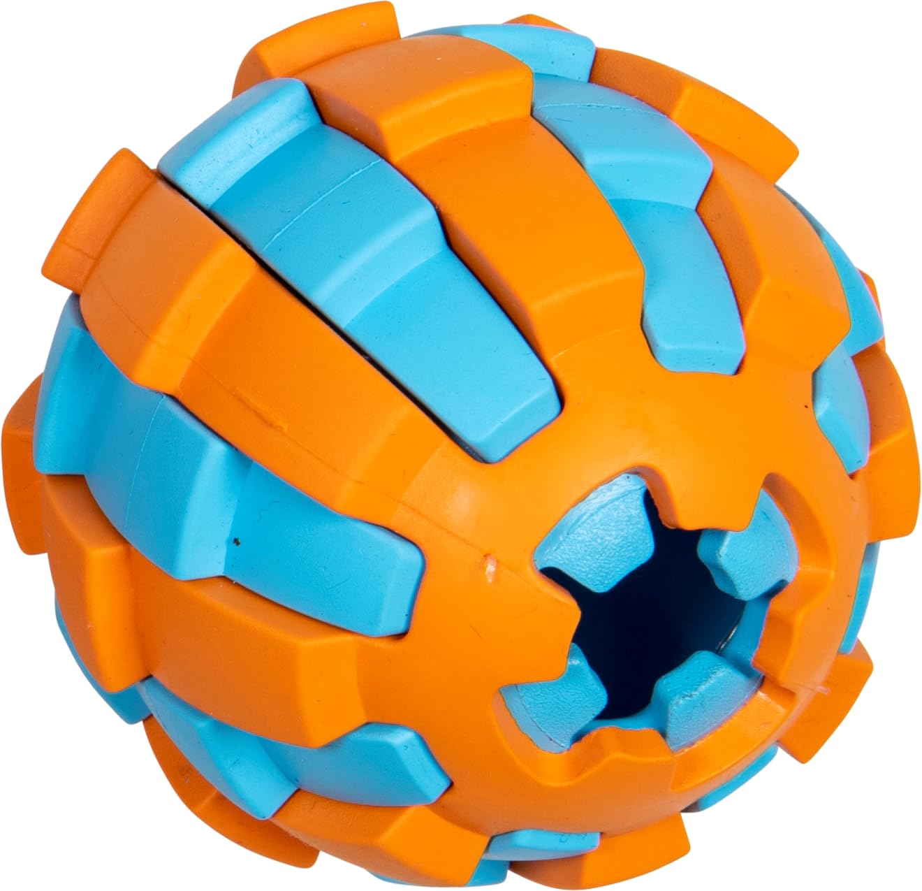 JACK AND VANILLA, Interactive Snack Ball for Dogs, Non-Toxic and Durable, Attractive Design, Diameter 7.8 cm, Light Blue and Orange Colours, Ideal for Small and Medium Dogs, Rubber Toys Model