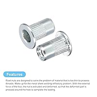 Vista 4 de uxcell Tuercas de remache M3, 50 tuercas de inserción roscadas de cabeza plana de acero al carbono chapadas en zinc para metal, plástico