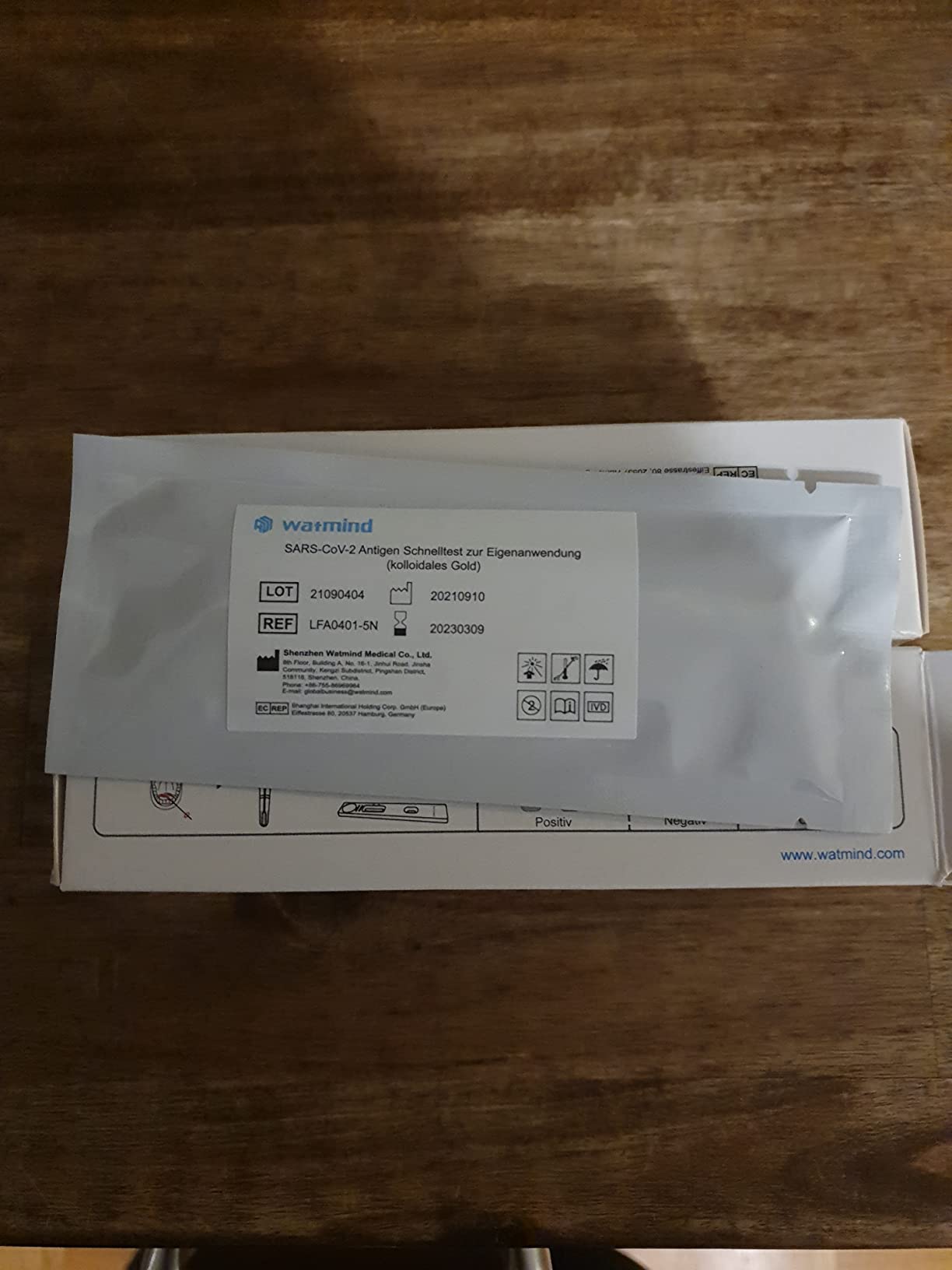 Covid Schnelltest Covid19 für Zuhause Watmind SARSCoV2 Test Kit (Kollodiales Gold) NASAL