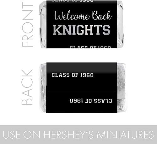 Miniatura 4 de DISTINCTIVS Mini envoltorios personalizados de barra de caramelo Class Reunion - 45 calcomanías (lámina plateada)