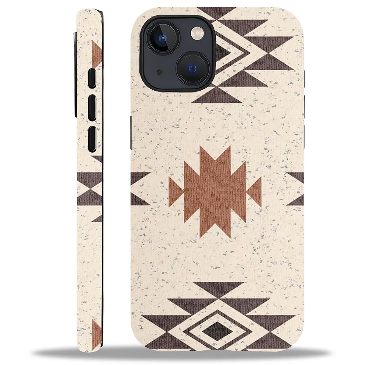 WANKBLC for iPhone 13 14 Glossy Case for Girl Boy Full Body Design Soft Silicone Drop Shock Scratch Protection Fashion Pattern Western Boho Aztec