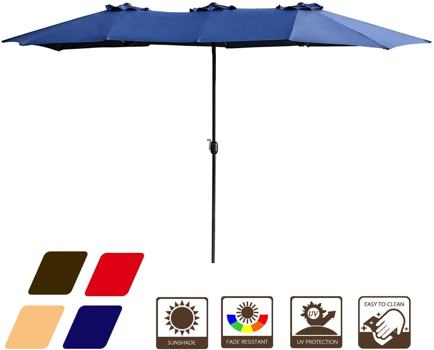 Amazon Com Lokatse Home 15 Ft Double Sided Outdoor Umbrella Rectangular Large With Crank For Patio Shade Outside Deck Or Pool Feet Blue Garden Outdoor