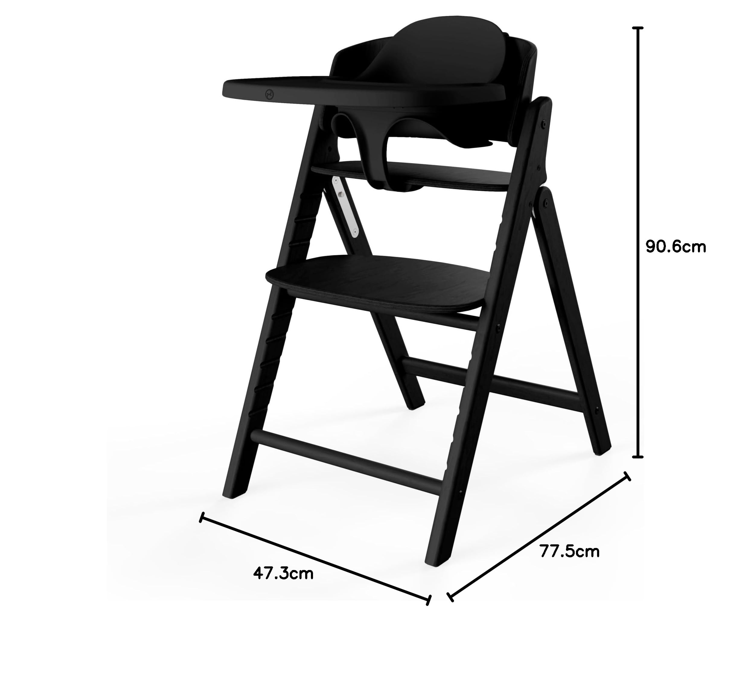 CYBEX Gold zestaw krzesełek do karmienia CLICK & FOLD 4w1, Rośnie razem z dzieckiem, W komplecie Złote gniazdko leżaczka, Zestaw i taca dla niemowląt, Drewno bukowe/Bawełna/Plastik, Stunning Black