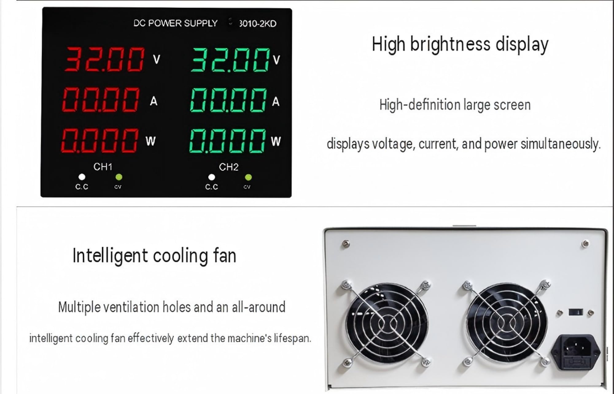 6003-2KD Alimentatore CC Fonte di alimentazione da laboratorio Per laboratorio o fabbrica | Digitale regolabile 6003-2KD 60V3A Stabilizzatore Switching Power Bank Gamma di frequenza 50Hz-60Hz