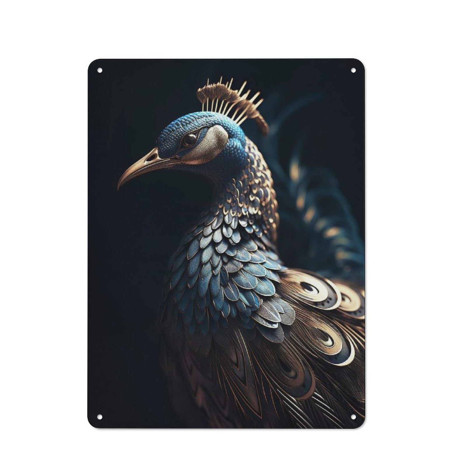 Junmoney Style-13 Metal Sign 40X30cm With Queen Peacock For Workshop Wall, Vintage Decor, For Vintage Wall Decor Fans, For Metal Sign Collectors