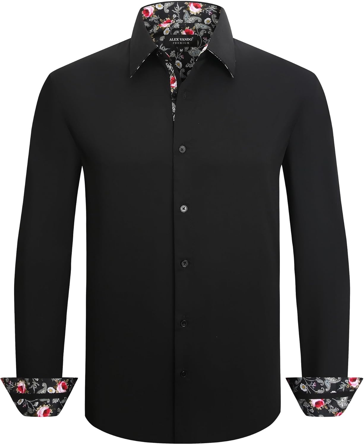 Alex Vando Men’s Cotton Stretch Dress Shirt Regular Fit Fashion Paisley Contrast Button Down Shirts