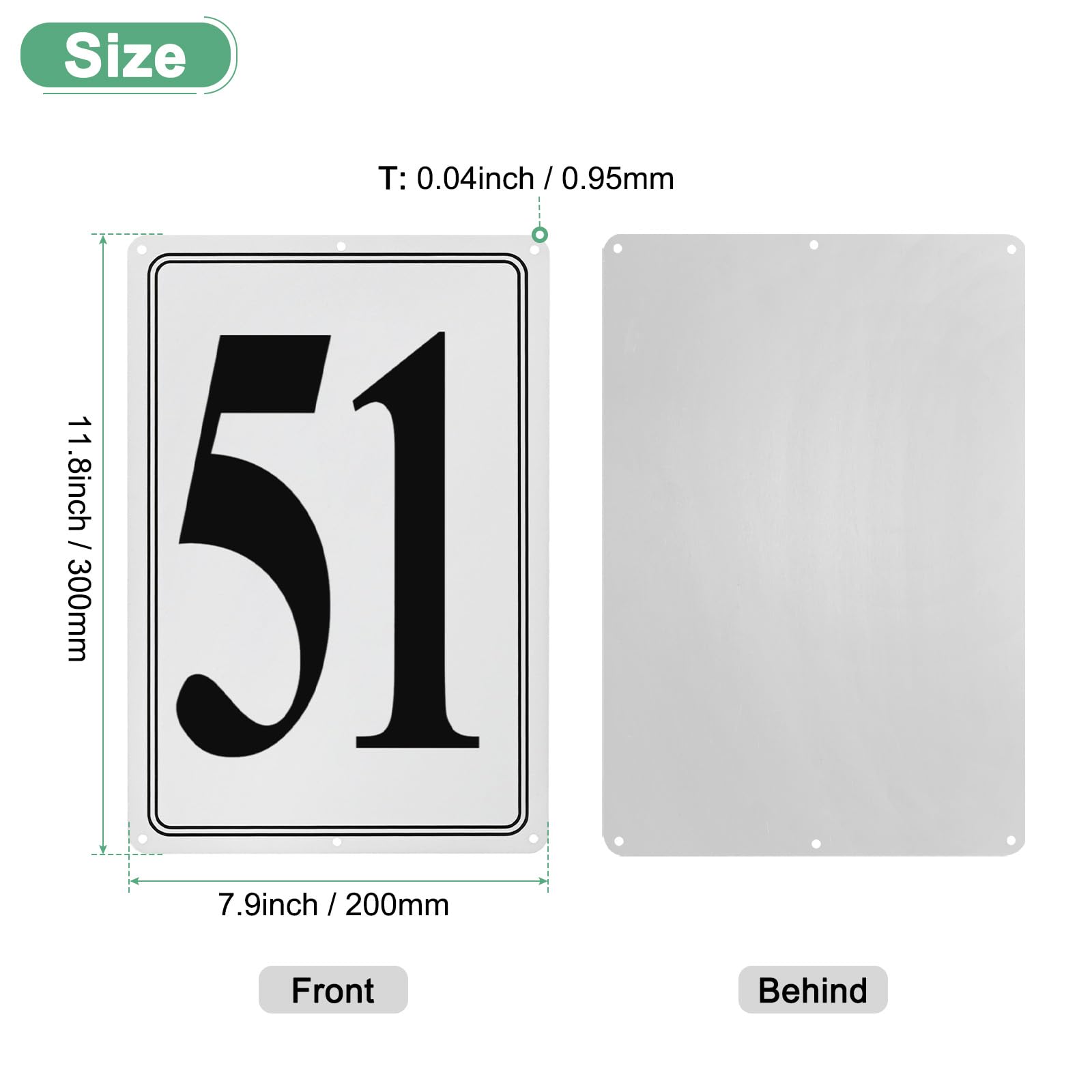 M METERXITY Aluminum Number Sign 51, 11.8 Inch House Numbers and Metal Letters, Parking Spot Letter Signs - Image 3