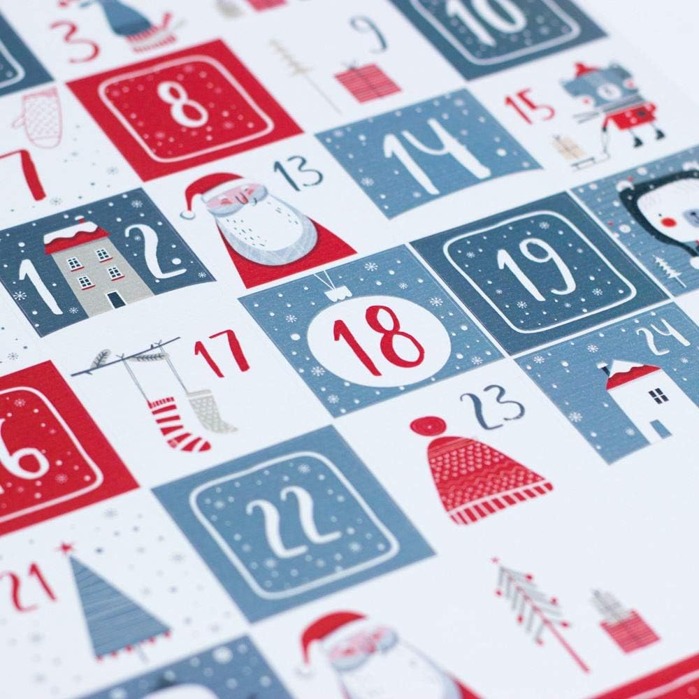 Scandi Style Advent Red White and Grey Sticker Sheet with 35 Stickers