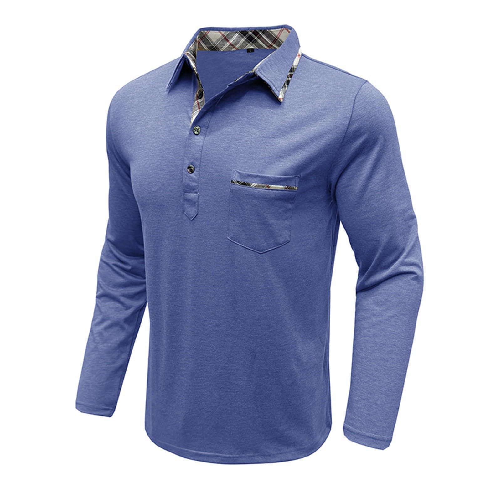 Polohemd Herren Stehkragen Poloshirts Langarm Golfshirts Männer Unterhemd Freizeit Langarmshirts Einfarbig Freizeitshirts lässigem Funktionsshirts mit Knopf Herrenshirt Oberteil für Alltag