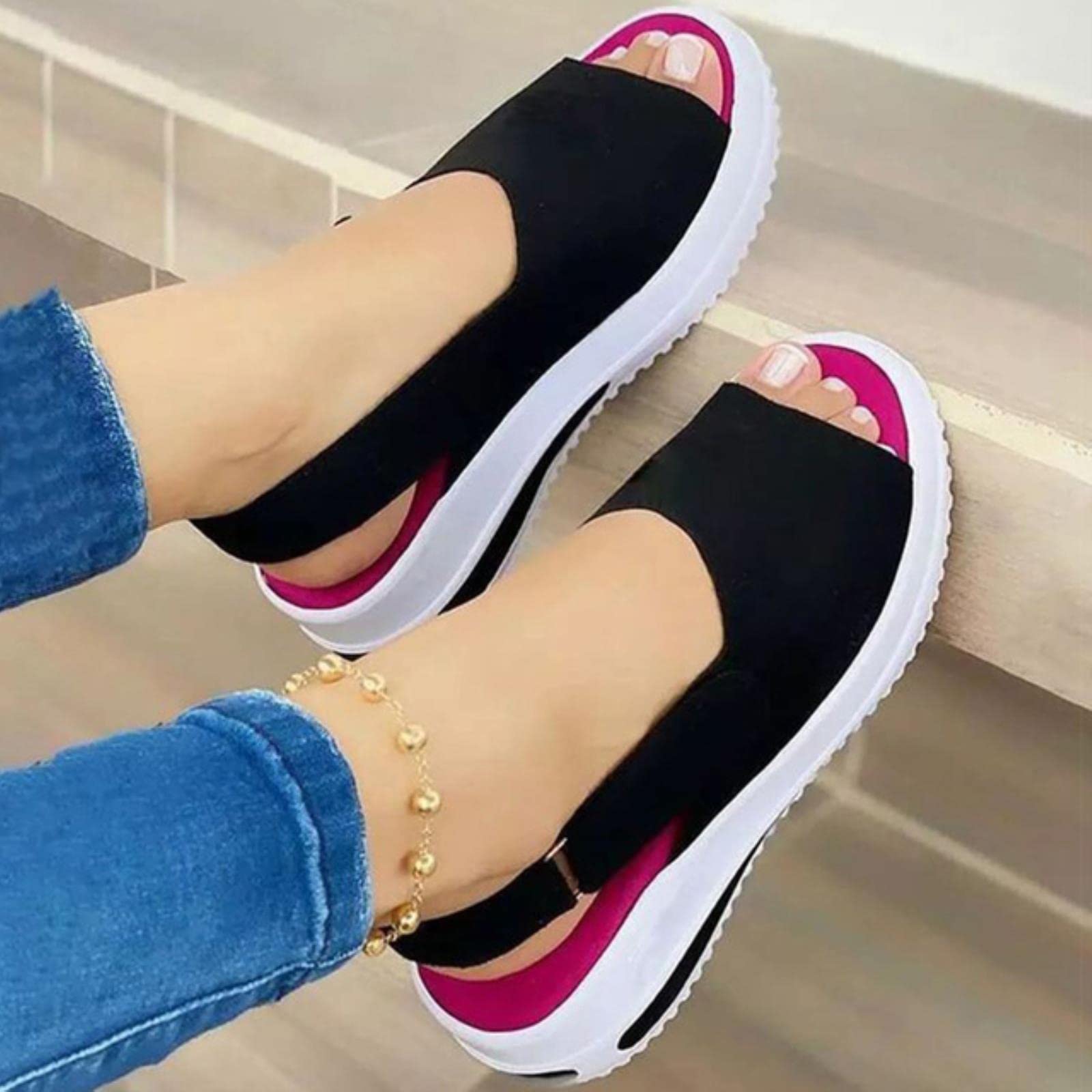 ZIRIAWomen Sandals Peep Toe Low Heels Sandals For Summer Shoes Women Wedges Heeled Sandals Elegant Summer Footwear