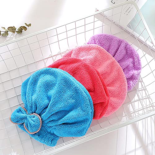 Rpporm Microfiber Hair Drying Caps Quick Dry Hair Towel Super Soft Absorbent Hair Towel Wrap No Frizz Hair Turban Coral Fleece Dry Hair Cap Bathing Wrapped Cap for Women Girls - Image 4