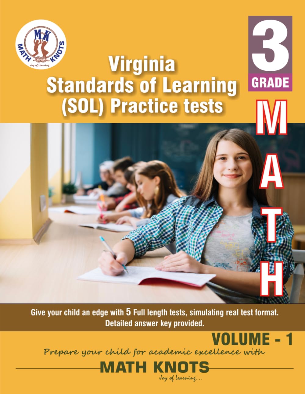 Virginia , Standards of Learning (SOL) , 3rd Grade MATH Practice Tests ,Volume 1
