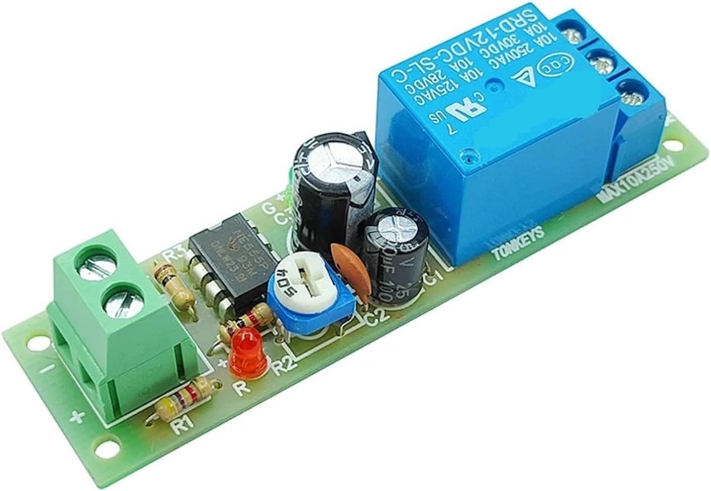 Time Delay Relay Module 5V 12V 24V Triggle Delay Monostable Relay Module Adjustatle 10s 60s 100S 200S Delay Timer Close Switch(DC 12V 0-5S)