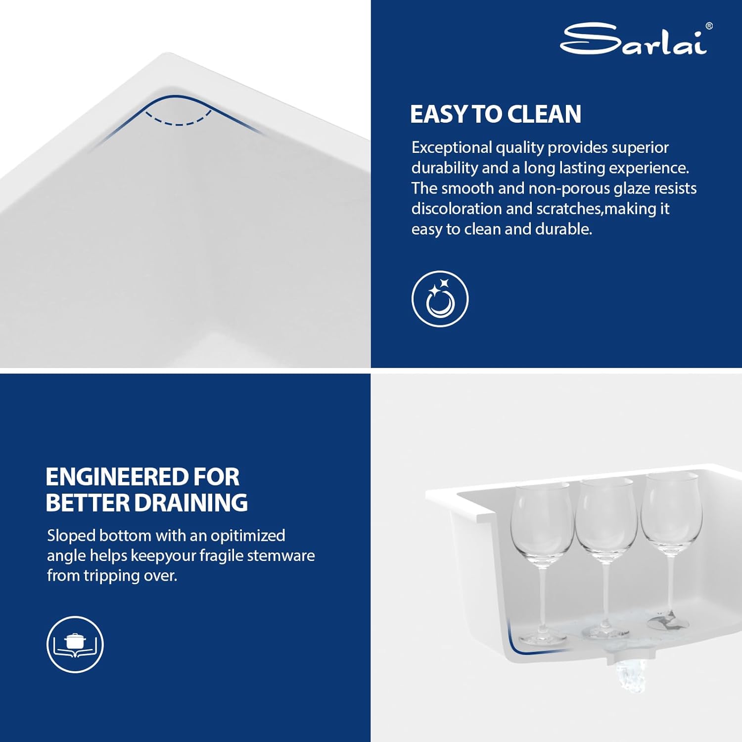 Sarlai White Kitchen Sink Granite Composite - 18 x 16 inch Bar Prep Sink White Granite Composite Quartz Undermount Single Bowl Rectangular RV Camper Sinks Basin