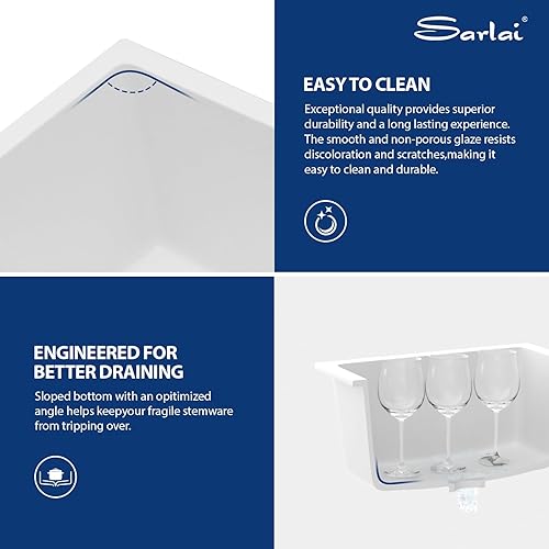 Miniatura 54 de Sarlai Fregadero de cocina negro de 18 x 18 pulgadas, fregadero de estación de trabajo de preparación de barra de 18 x 18 pulgadas, fregadero