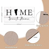 Vista 2 de Letrero decorativo estético de madera, letrero de madera con texto en inglés «Home Sweet Home» de Vermont, letrero de madera para el hogar