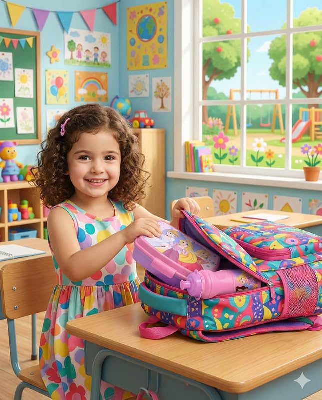 Image of STRIDERS Disney Princess 2-Piece Lunch Box & Bottle Gift Set | Insulated & Leakproof | Ideal for School, Travel & Picnics | Fun & Practical Meal Solution for Kids