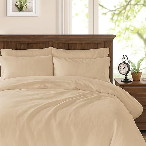 Miniatura 8 de Peru Pima - Juego de funda nórdica de 415 hilos - percal - 100% algodón Pima peruano - Juego de funda nórdica - KingCal King, marfil