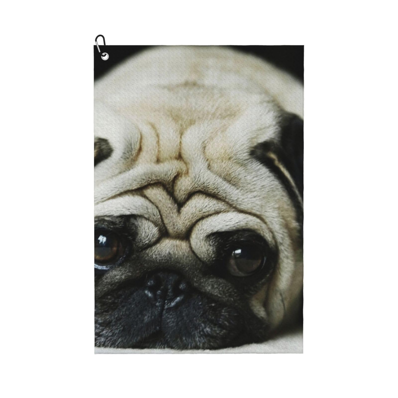 Hnnkloy Pug Dog, 16x24 in Portable Waffle Golf Towels with Carabiner Clip for Golf Bag
