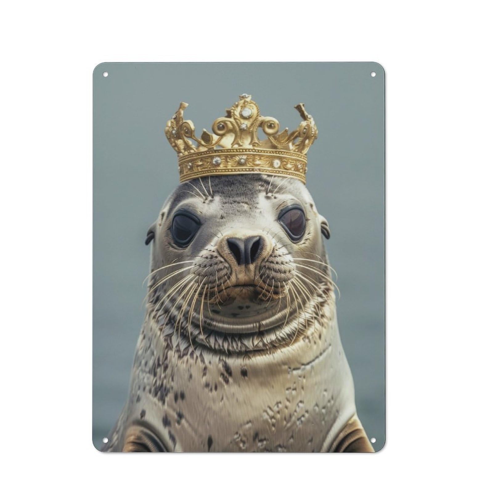 Junmoney Seal King Rustic Metal Sign 40X30cm For Living Room Wall, With Clear Rustic Wall Decor Character
