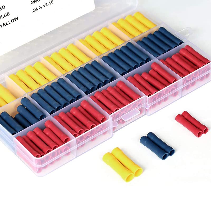200pcs Assorted Insulated Crimp Terminals Electrical Wire Cable Straight Butt Connectors Crimping Terminal BV1.25 BV2 BV5.5 VUQLDHAYZ