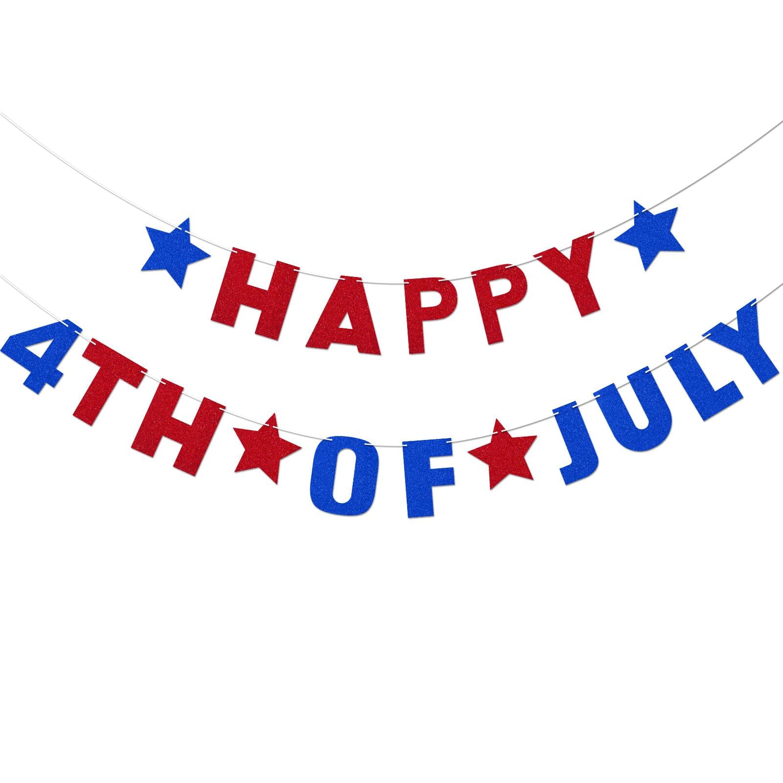 4th of July Decorations - Happy 4th of July Banner, Independence Day Banner, American Themed Hanging Decoration, American Independence Day Celebration Red Blue Theme Party Supplies
