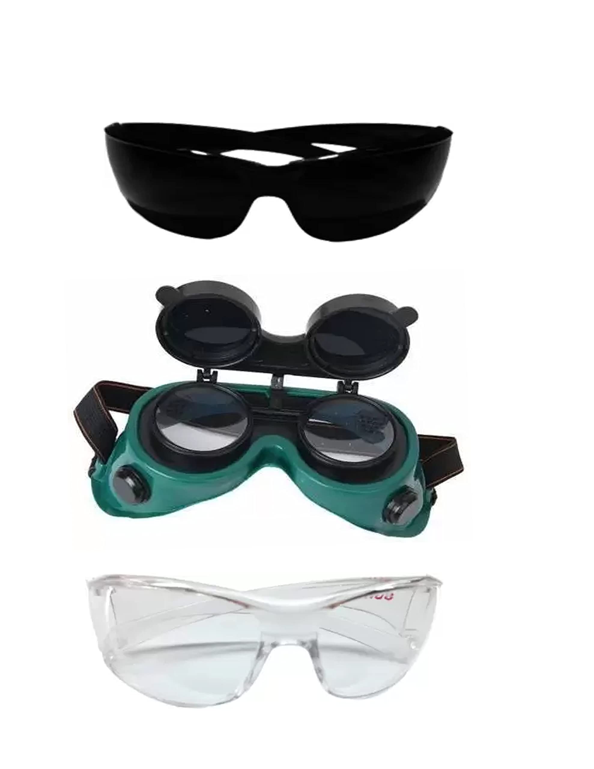 Q8 TWINKLE Welding Safety Goggles Pack of 3 | Safety Glass Combo Pack Green, Black & White Welding Safety Goggles Set of 3 Welding Safety Goggle (Free-size) (B0BN8TZ1G7) Amazon Price History, Amazon Price Tracker