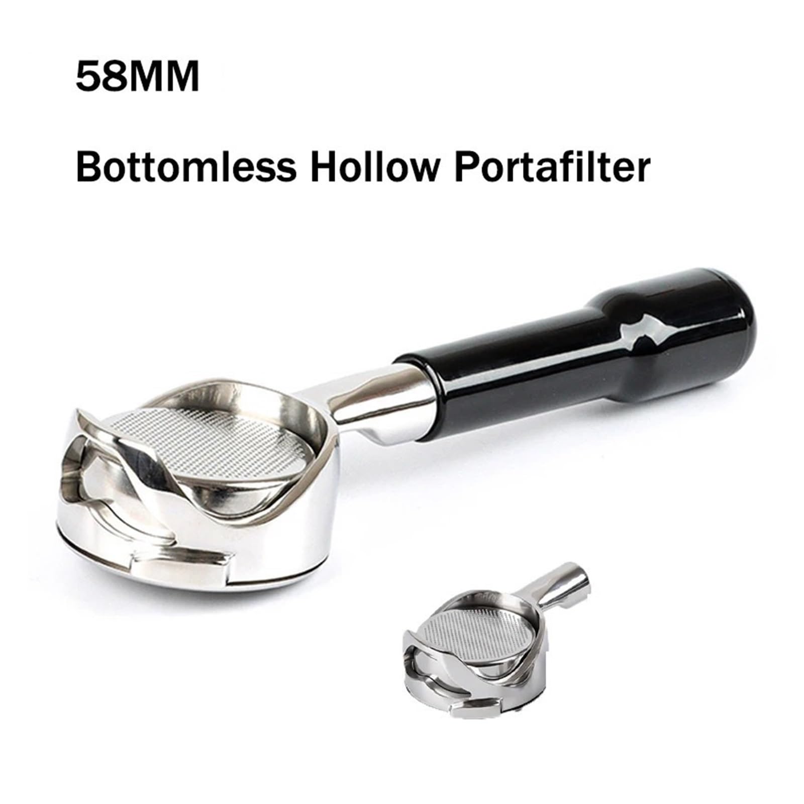 Filtro De Café De Acero Inoxidable Con Portafiltro Hueco Sin Fondo De 58 Mm, Compatible Con Gaggia, Compatible Con Bebés, Filtro De Mango Modificado for Máquina De Café Clásica(Set F)