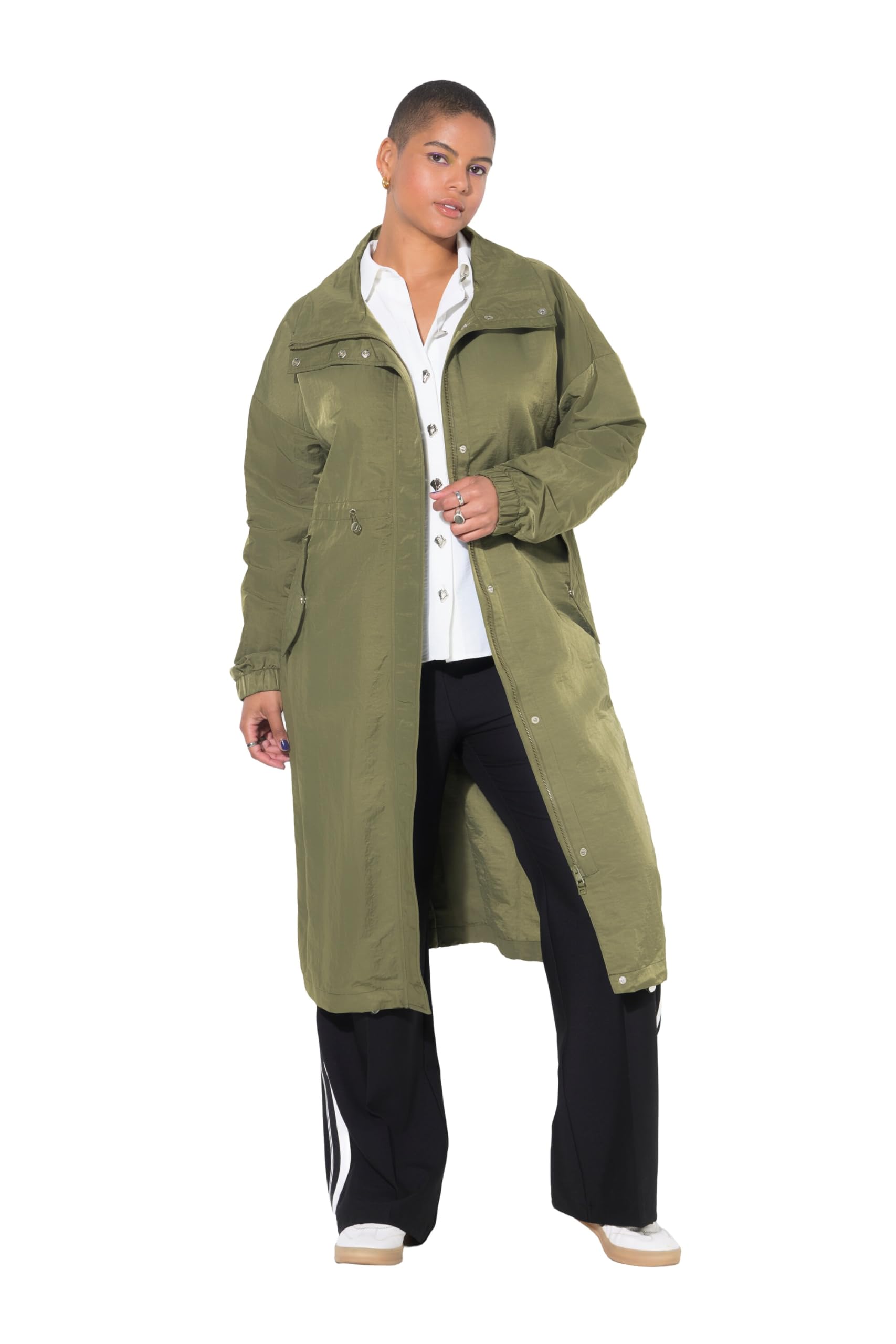 Studio Untold Damen große Größen Übergrößen Plus Size Mantel, Straight Shape, Taillen-Tunnelzug 842797